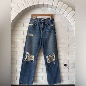 Agolde High Rise Distressed Blue Jeans